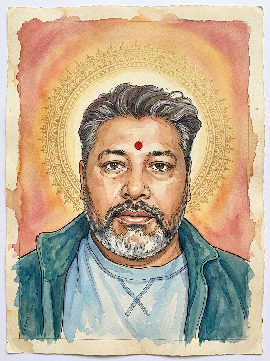 Painted portrait of Pt. Santosh Khanal